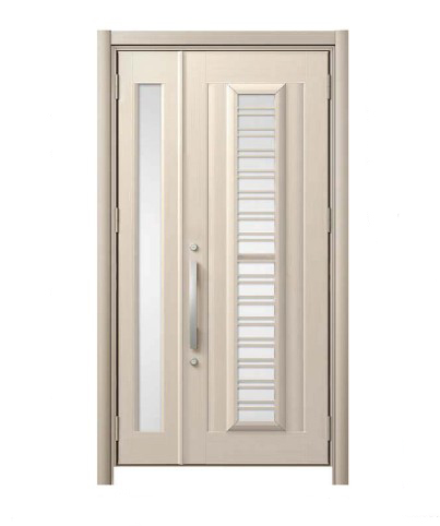 リフォーム玄関ドア　LIXILリシェント　Ｃ８３Ｎ型　採風タイプ　アルミ色　手動キー　親子ドアタイプ