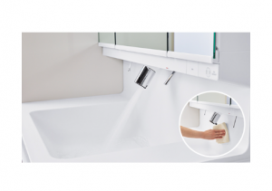 【展示あり】LIXILクレヴィ　洗面リフォームプラン　間口750ｍｍ　タッチレス水栓　３面鏡　引き出しタイプ